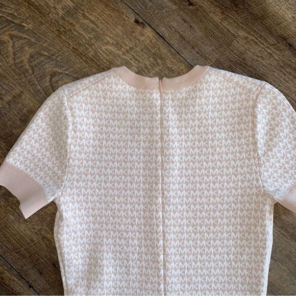 MICHAEL Kors Bodycon Dress Blush Pink Logo Preppy Sophisticated XS - Picture 5 of 9